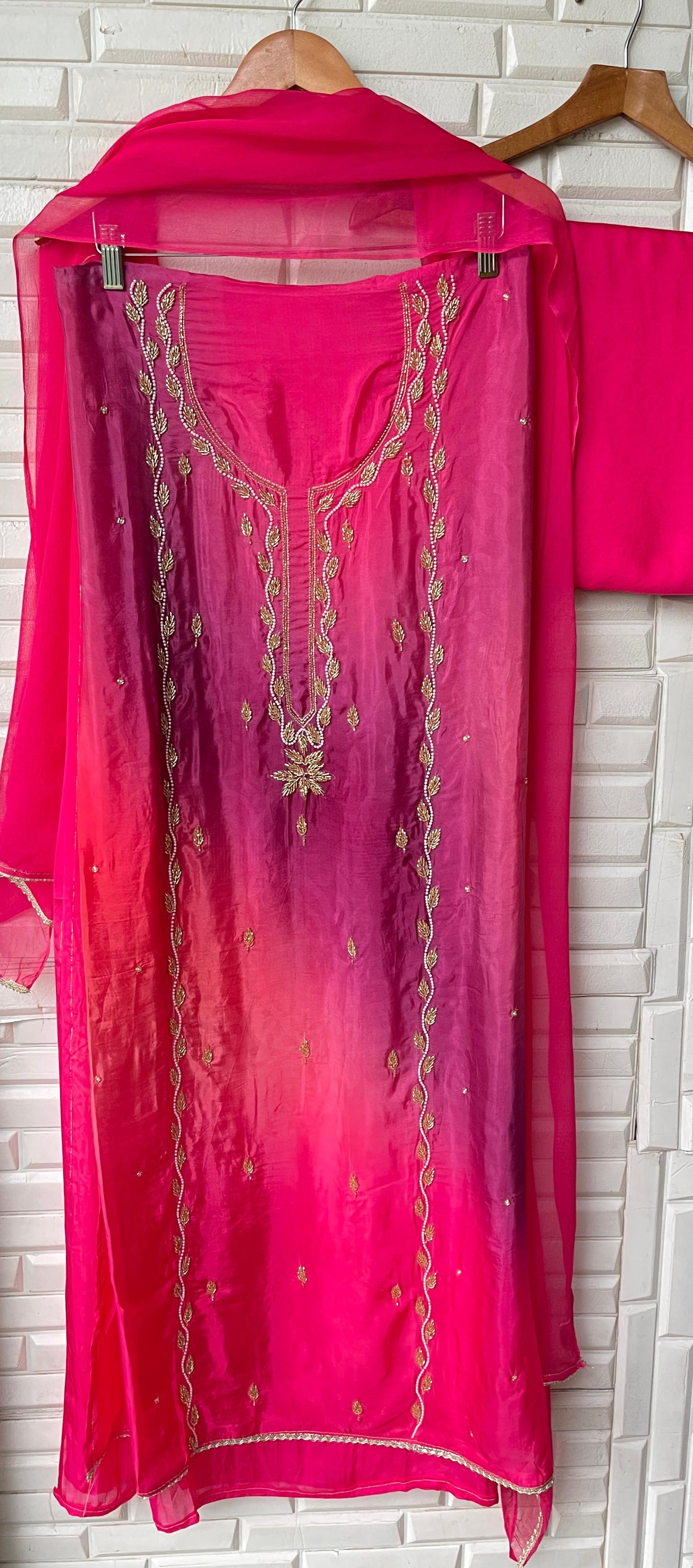 Glass organza unstitched ladies suit  Rc17454