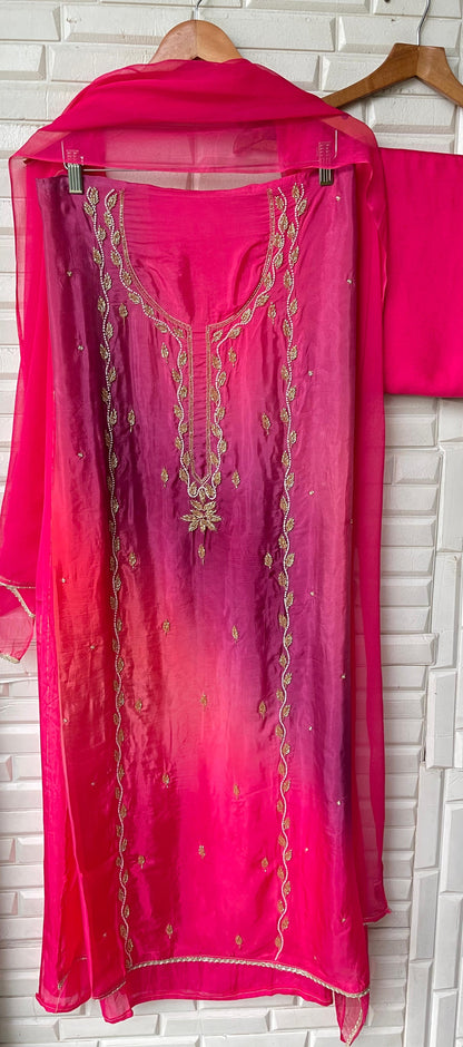 Glass organza unstitched ladies suit  Rc17454
