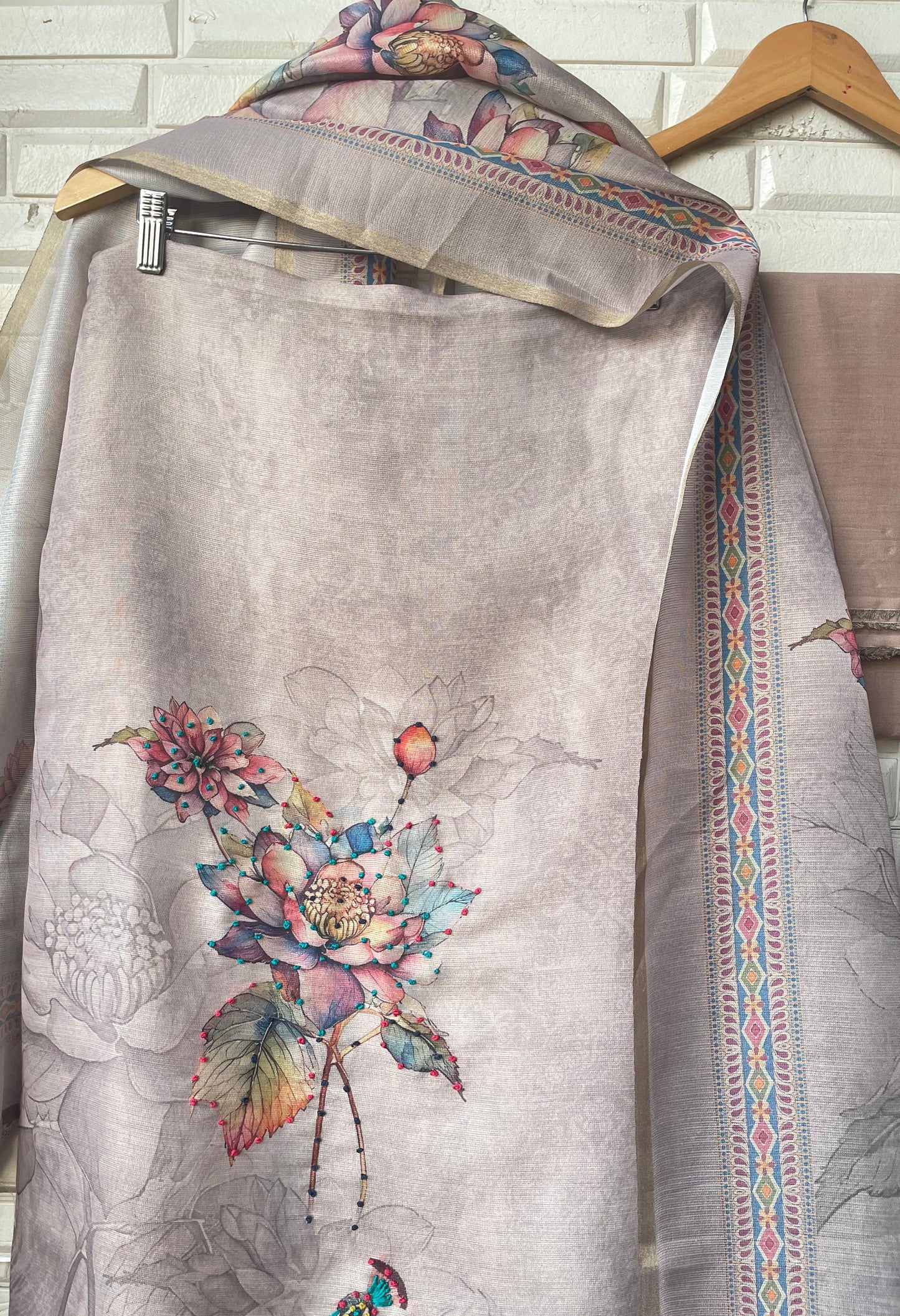 Self linen silk unstitched ladies suit Rc17835 (a)