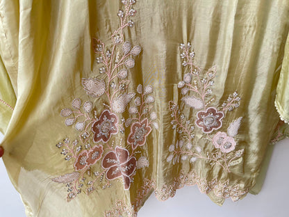 Crepe satin unstitched ladies suit Rc19060 (b)