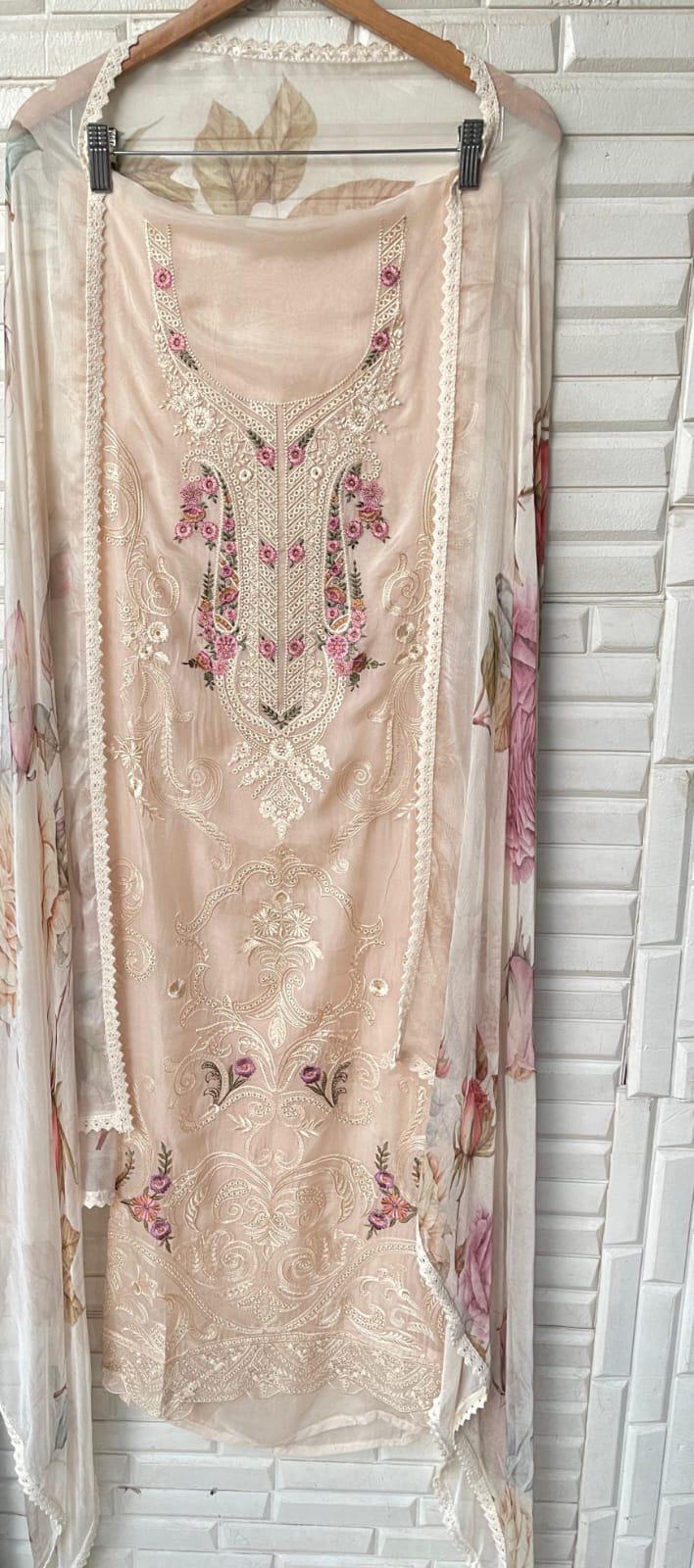 Mul chanderi unstitched ladies suit Rc17222