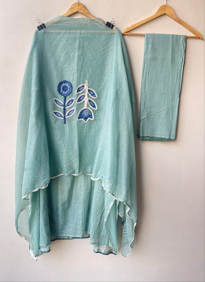 Designer Mul Chanderi Unstitched Suit Set