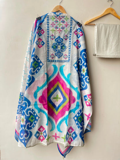 Mul chanderi printed ladies unstitched suit Rc19200