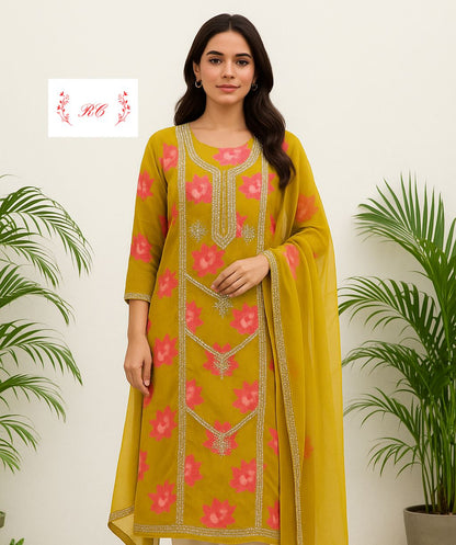 Organza unstitched ladies suit Rc17547