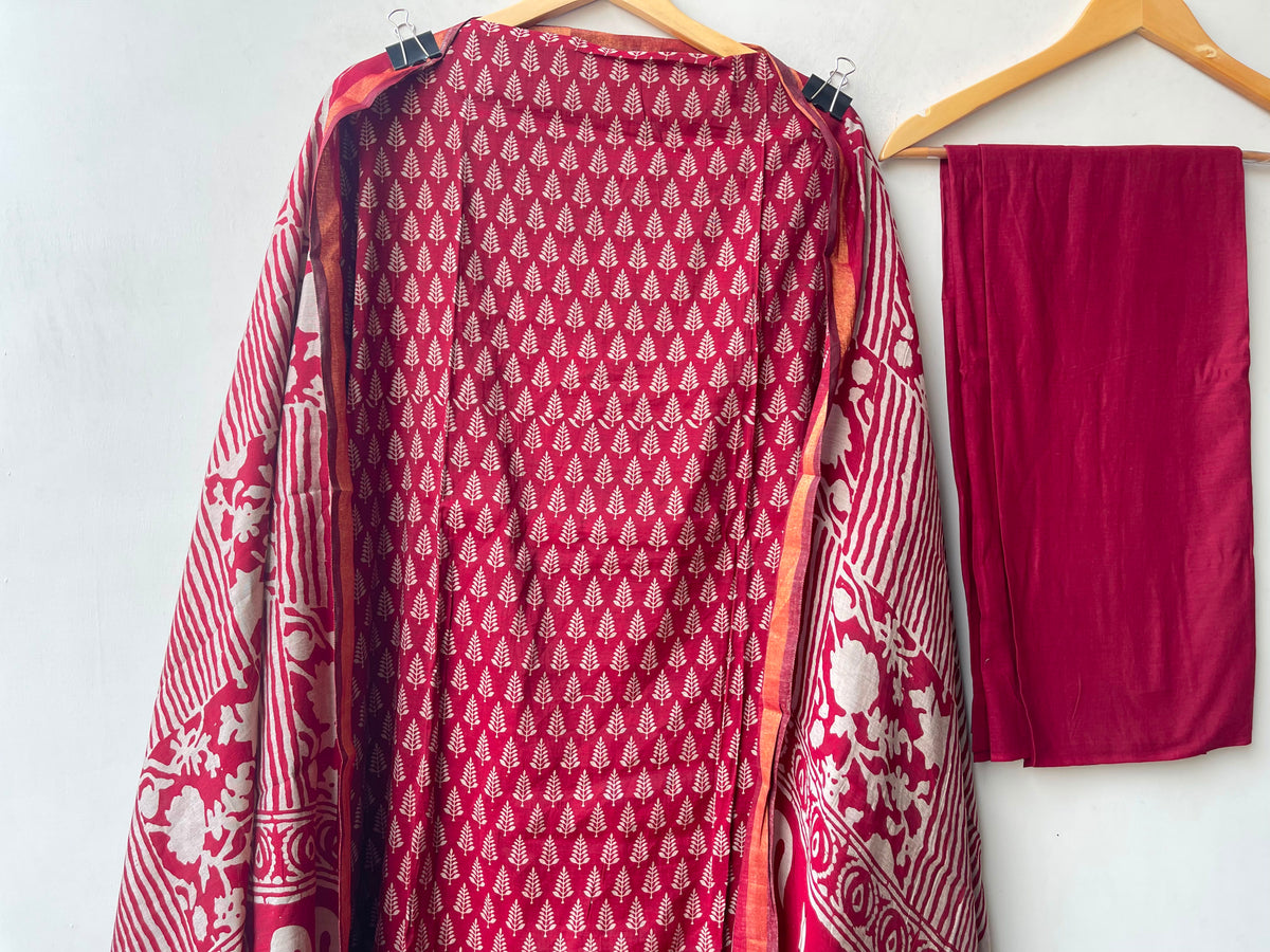 Maheshwari cotton chanderi unstitched printed ladies suit Rc19284 (b)
