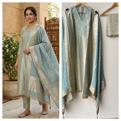 Pure Giraffe shimmer silk unstitched ladies suit