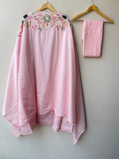 Mul Chanderi Embroidered unstitched ladies suit