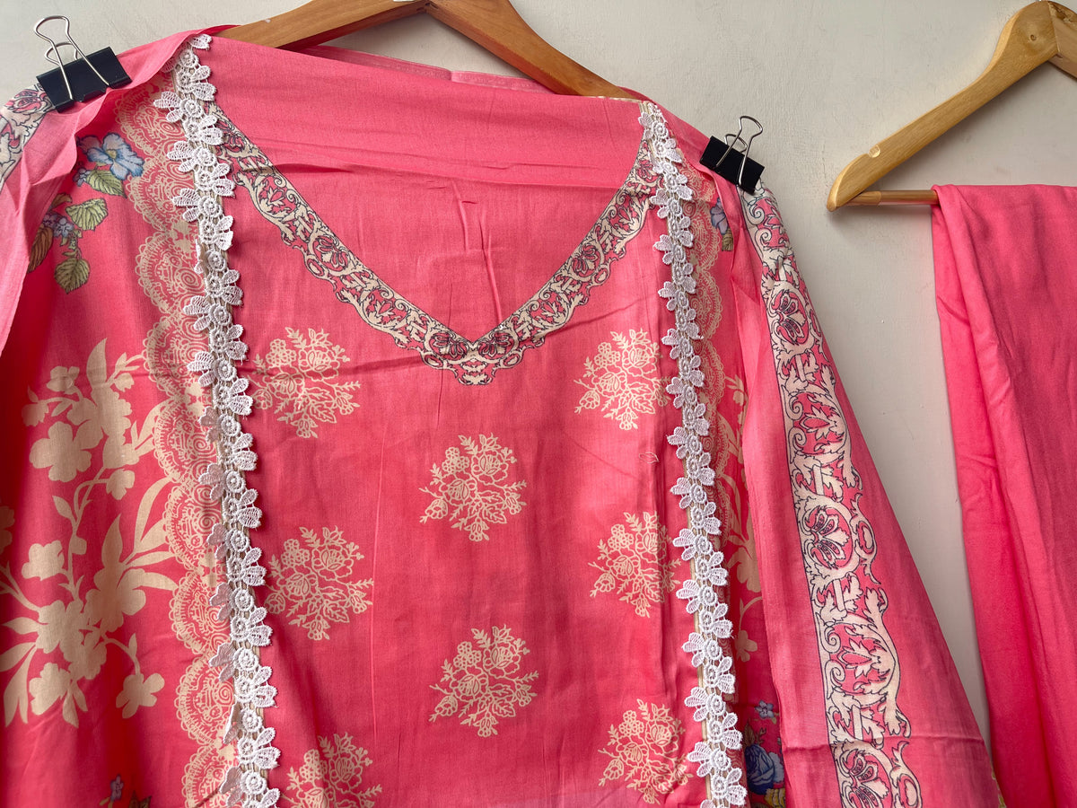 Designer Cotton Printed Unstitched 3 Pcs Suit Set