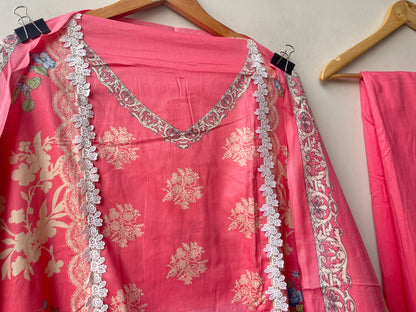 Designer Cotton Printed Unstitched 3 Pcs Suit Set