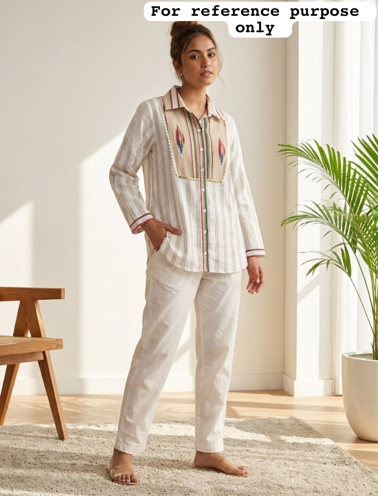 Self linen printed ladies stitched coord set Rc19155
