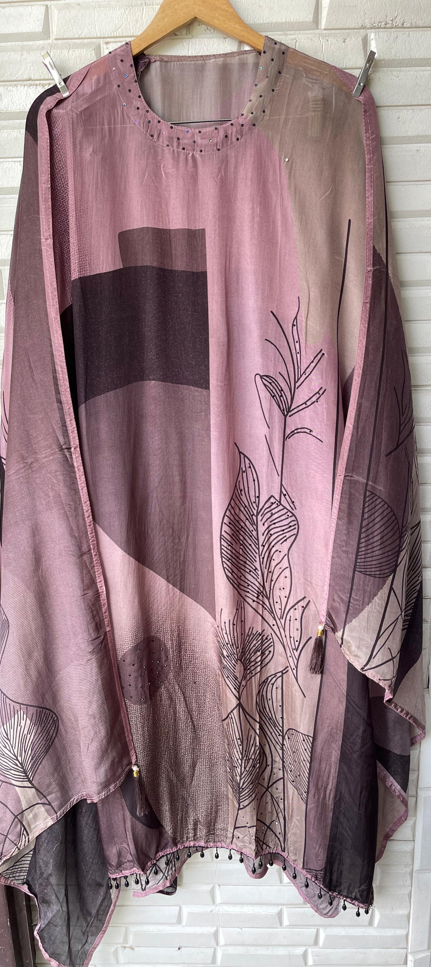 Satin crape unstitched ladies suit Rc17782