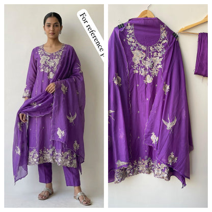 Mul Chanderi Unstitched Ladies Suit RC18848