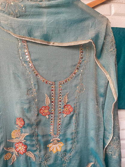 Self crushed shimmer chinon unstitched ladies suit Rc17788 (a)