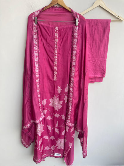 Mul chanderi printed ladies unstitched suit Rc18585