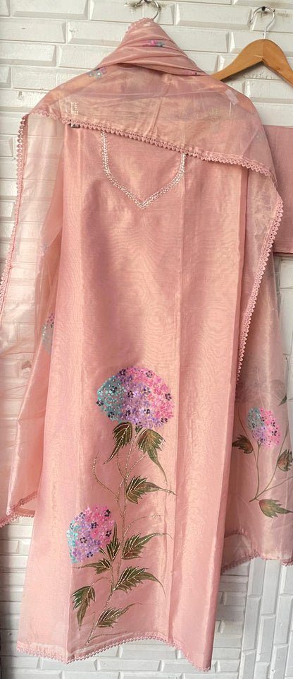 Shimmer silk organza unstitched ladies suit Rc17806