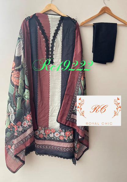 Self linen printed unstitched ladies suit Rc19222 (a)