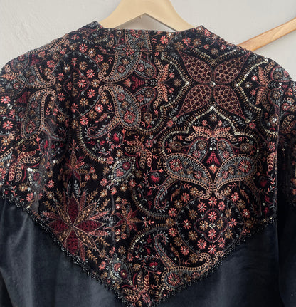 Velvet embroidered readymade ladies winter coord set Rc17877