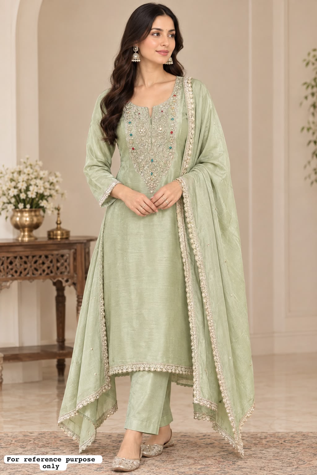 Shimmer Silk Kutdanna Embroidered unstitched ladies suit set