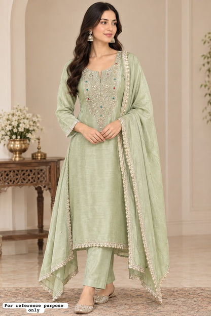 Shimmer Silk Kutdanna Embroidered unstitched ladies suit set