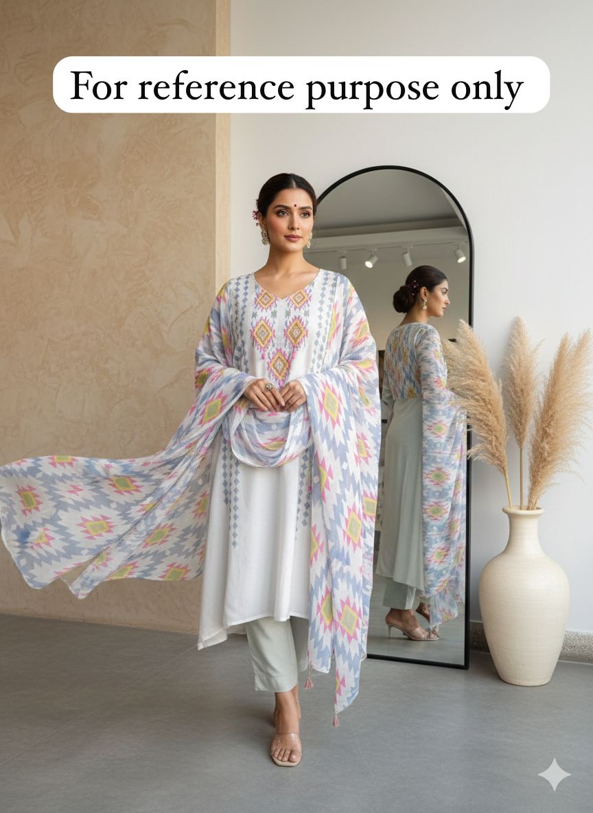 Ikkat print organza fabric unstitched ladies suit Rc18418