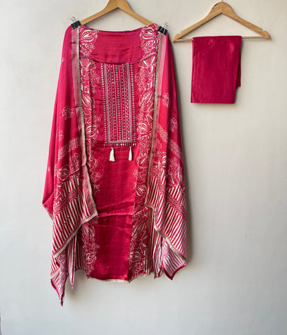 Gajji silk printed unstitched ladies suit Rc19311 (b)