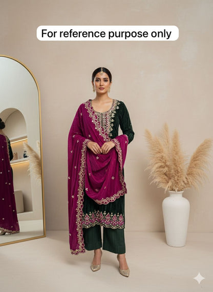 Micra crushed velvet unstitched ladies suit Rc18255 (a)