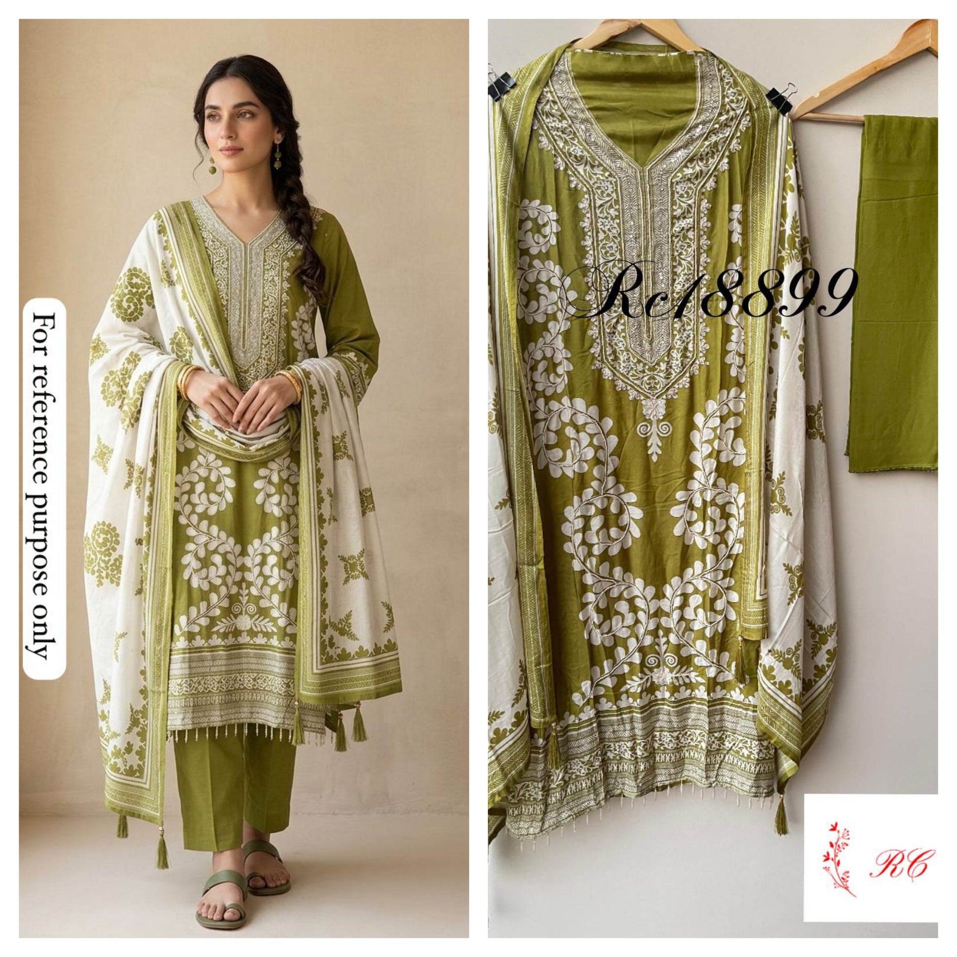 Muslin printed unstitched salwar suit with pearl and sequin resham embroidery – RoyalChicByPriti