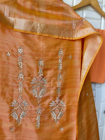 Shimmer linen silk unstitched ladies suit Rc17802 (b)