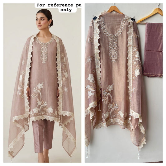 Pure Shimmer Tissue Ladies Unstitched Suit with Pearl Embroidery RC-19192(B) - Royal Chic by Priti