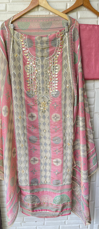 Shimmer tassar silk unstitched ladies suit Rc17679 (b)