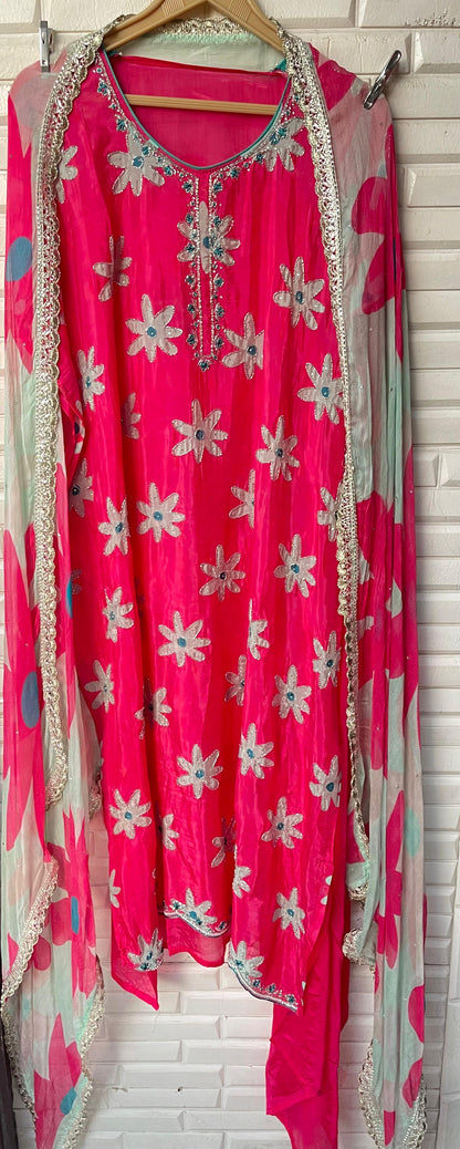 Organza silk unstitched ladies suit Rc17515