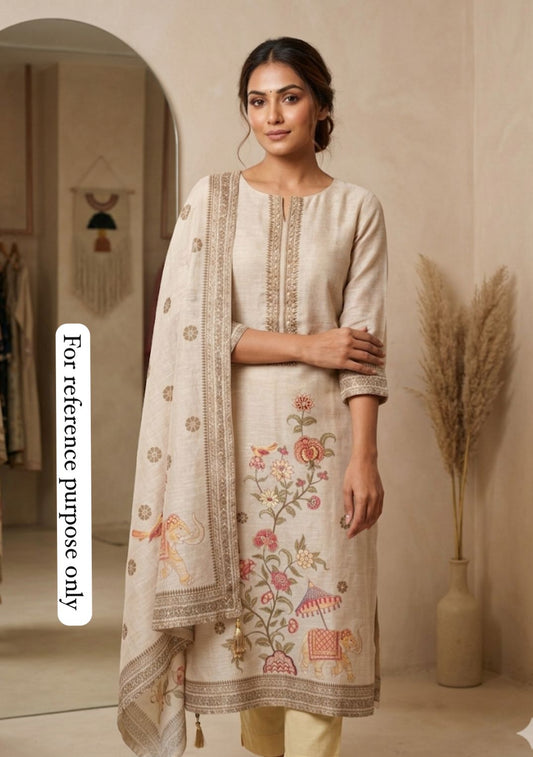 Linen printed unstitched ladies suit Rc18512