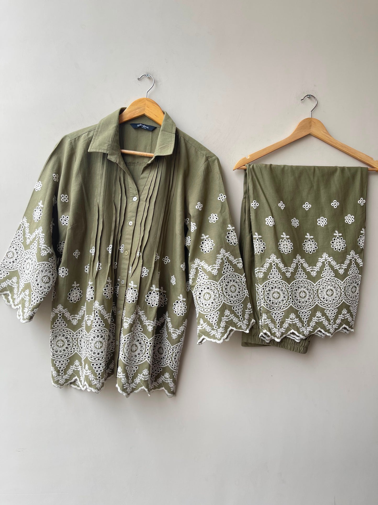Chikan cotton readymade ladies coord set Rc19161