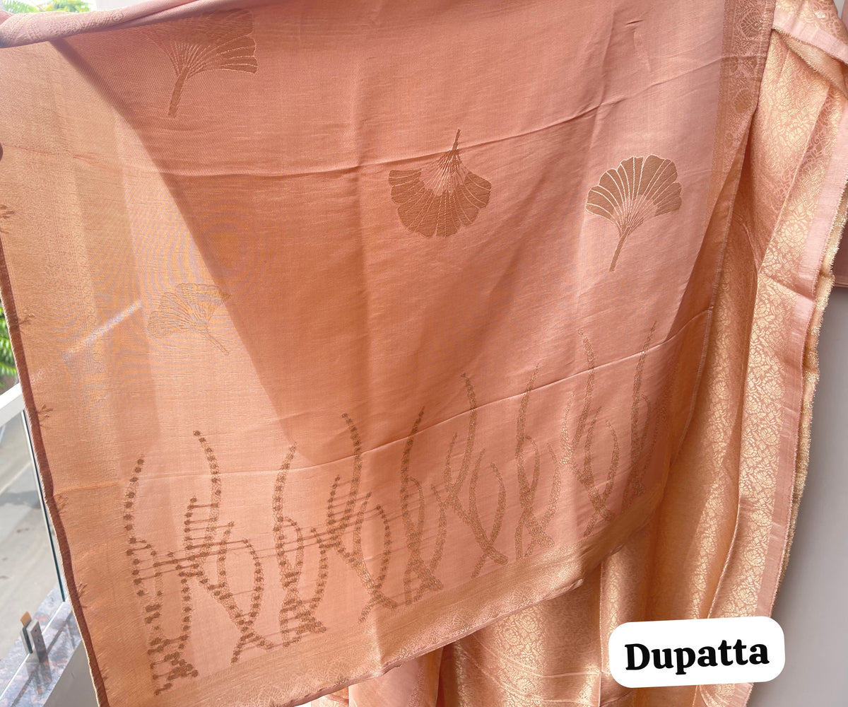 Exquisite Banarasi Shimmer Giraffe Silk Unstitched 3 Pcs Designer Suit Set