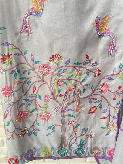 Tassar silk unstitched ladies suit Rc17702