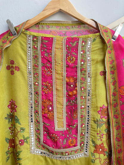 Satin crepe unstitched ladies suit Rc17934 (b)