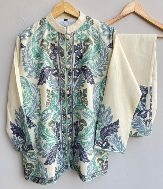 Woolen resham embroidery readymade ladies coord set Rc17831