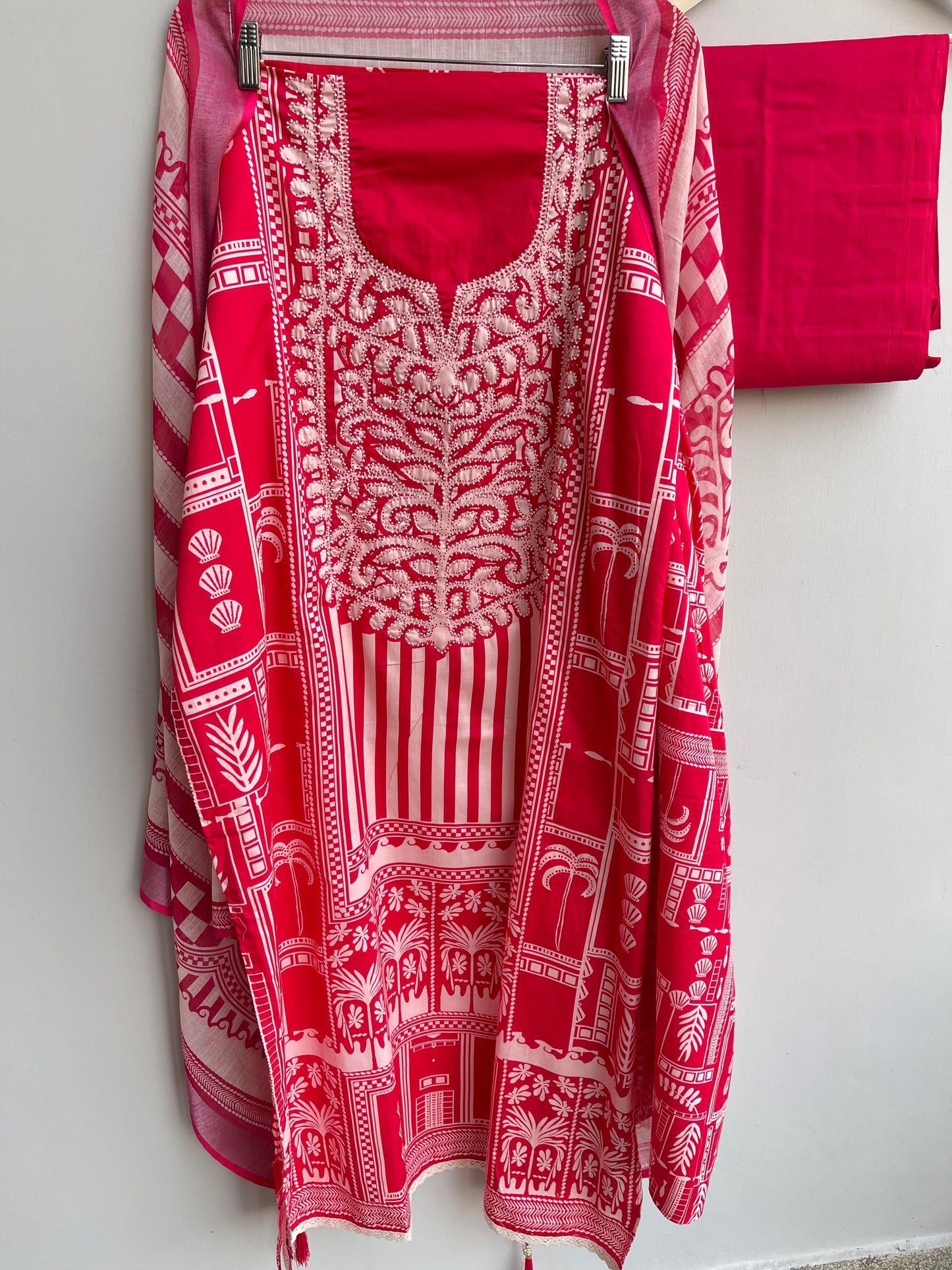 Cambrick cotton unstitched ladies suit Rc18385