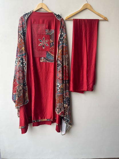 Exquisite Glaze Cotton Printed Fabric Unstitched Suit Set