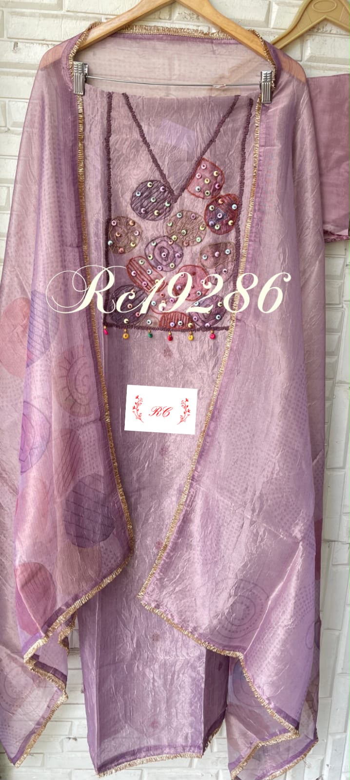 Crushed tissue unstitched ladies suit Rc19286
