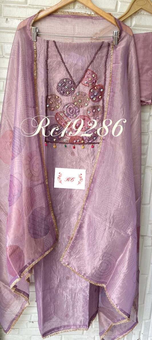 Crushed tissue unstitched ladies suit Rc19286