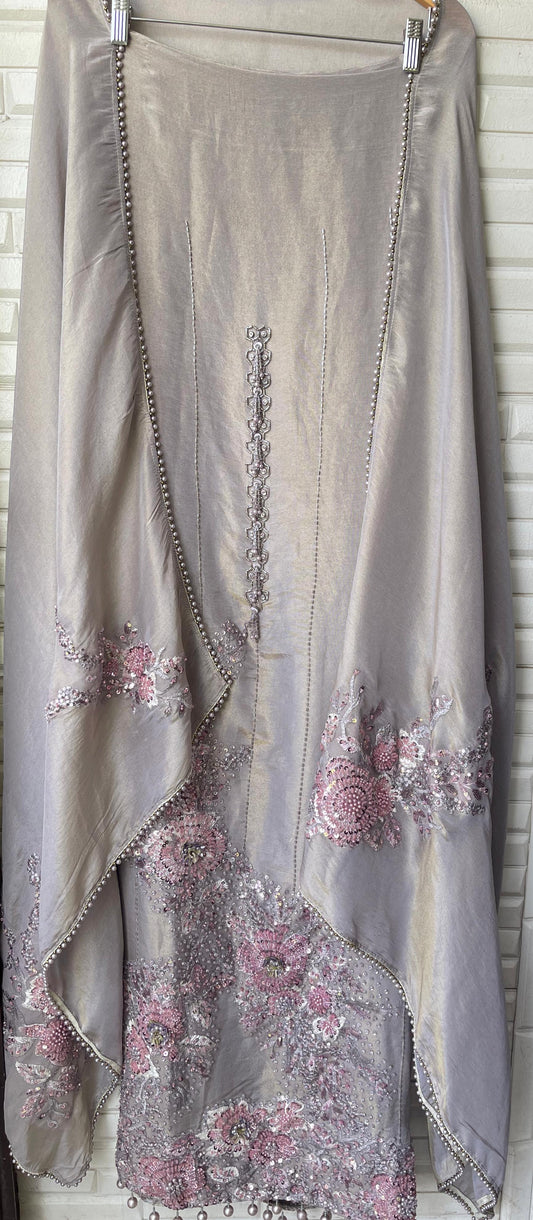 Pure shimmer silk unstitched ladies suit Rc17739