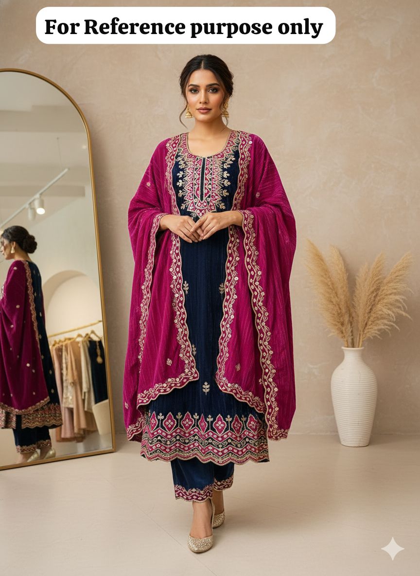 Micra crushed velvet unstitched ladies suit Rc18239