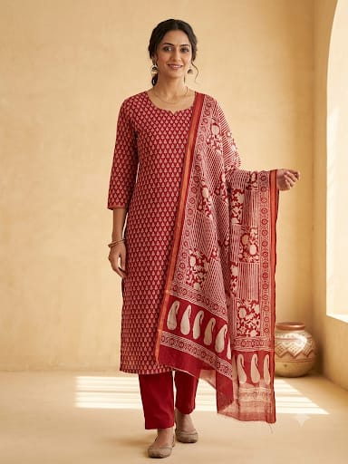 Maheshwari cotton chanderi unstitched printed ladies suit Rc19284 (b)