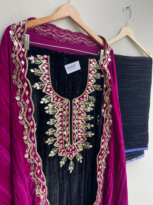 Micra crushed velvet unstitched ladies suit Rc18255 (b)