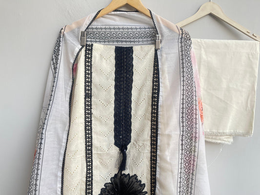 Chikan cotton unstitched ladies suit Rc18488