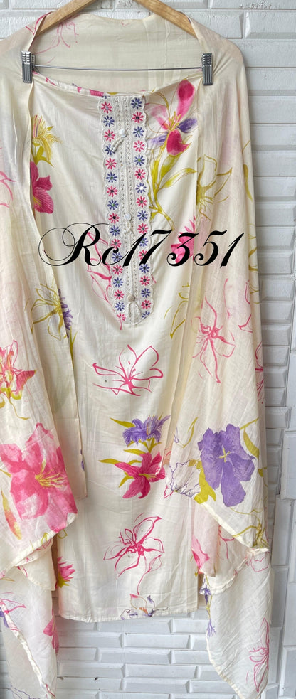 Mul cotton unstitched ladies suit Rc17351