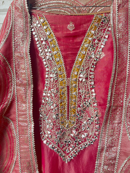 Banarasi shimmer silk unstitched ladies Rc17704