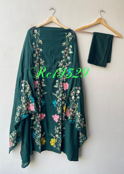 Mul chanderi cotton printed unstitched ladies suit Rc19329 (a)