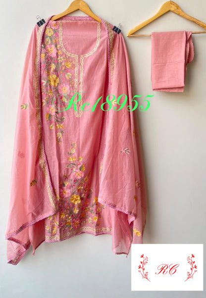 Mul chanderi unstitched ladies suit Rc18955